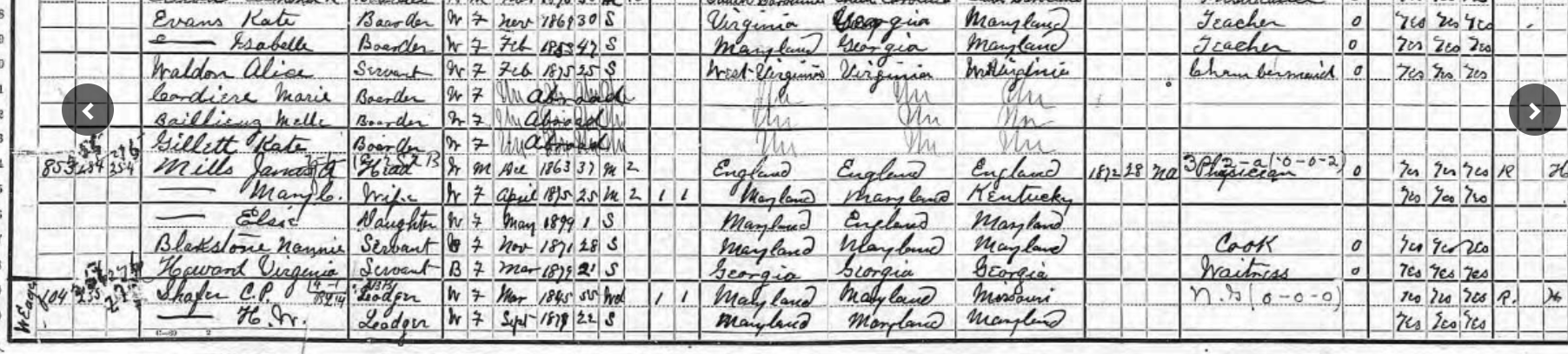 James Mills 1900 census