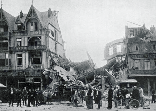 FAU Headquarters Dunkirk after bombing Aug 1918 Cadbury Research Library