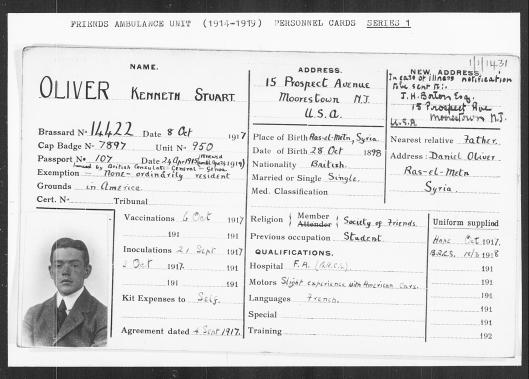 Oliver, Kenneth Friends Ambulance